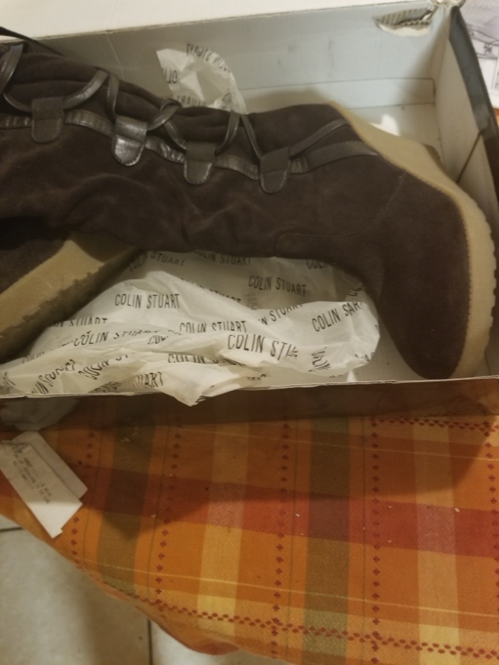 Colin Stuart Brown Lace-Up Wedge Boots